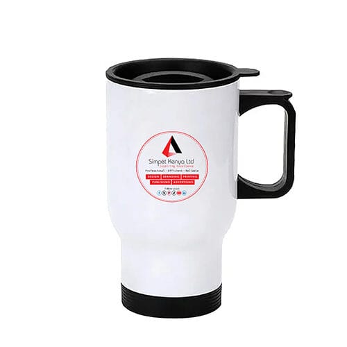 Branded White Travelling Mug